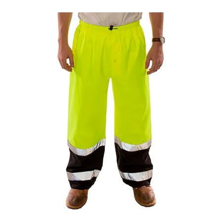 Tingley Hi-Visibility Rain Pants, Polyurethane on 75 Denier Ripstop Polyester, Drawstring Closure, Size M P27122.MD